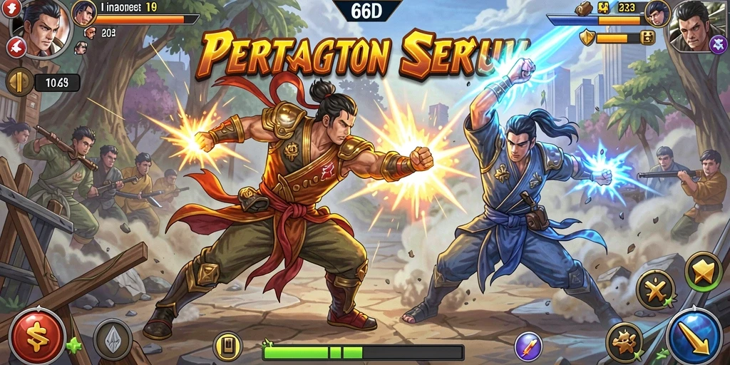 Screenshot gameplay 66D menampilkan aksi pertarungan yang intens dan grafis memukau.