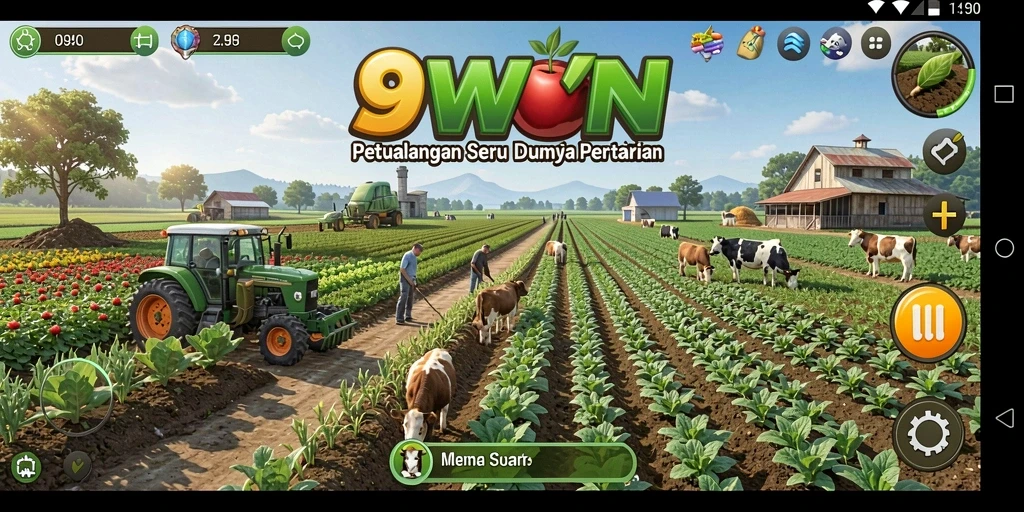Screenshot gameplay menunjukkan ladang hijau subur dalam 9WIN.