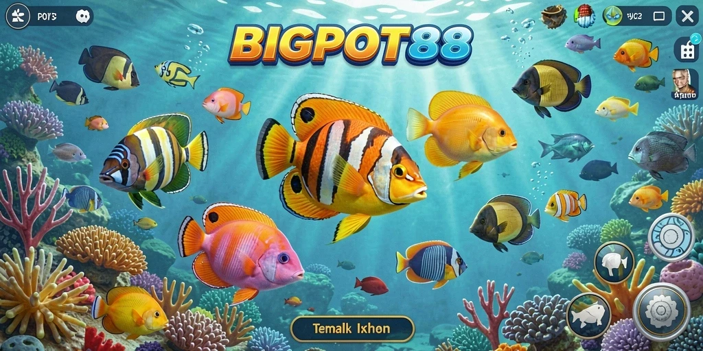 Tampilan gameplay seru dalam BIGPOT88 saat menangkap ikan.