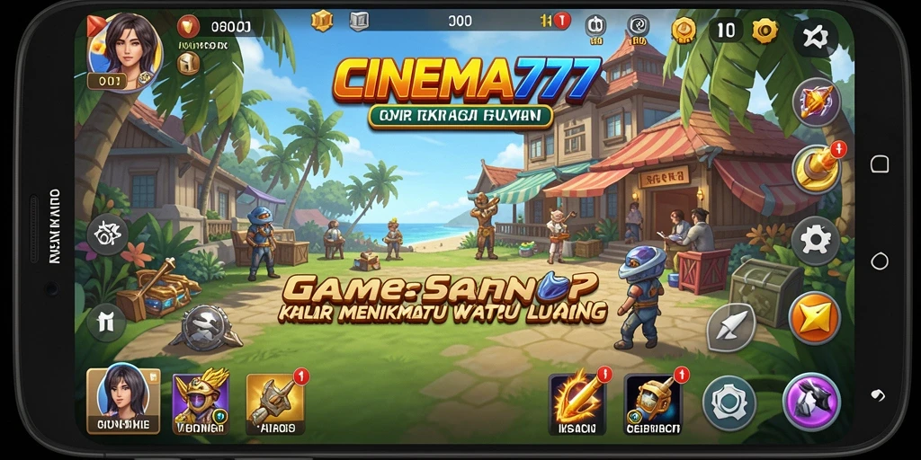Screenshot utama CINEMA777 menampilkan pengalaman gameplay yang ceria dan menghibur.