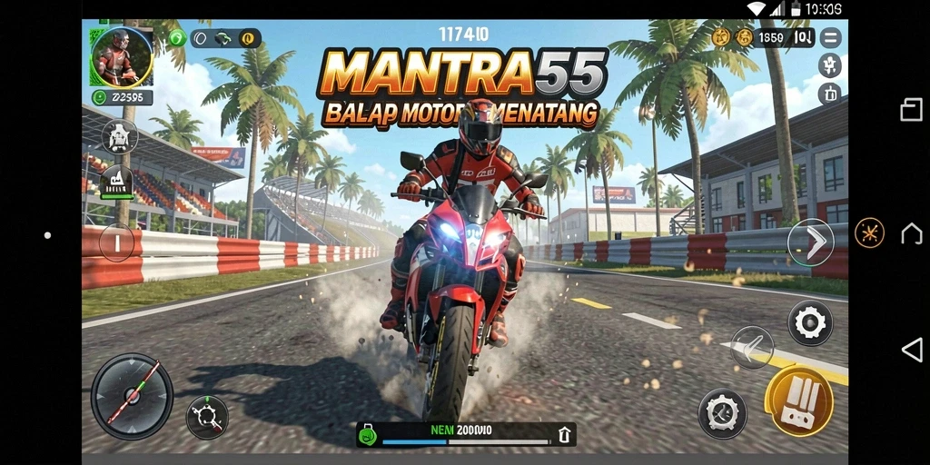 Gameplay seru dengan aksi balap motor mendebarkan.