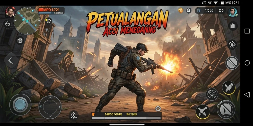 Screenshot menampilkan aksi mendebarkan dalam game MPO1221.