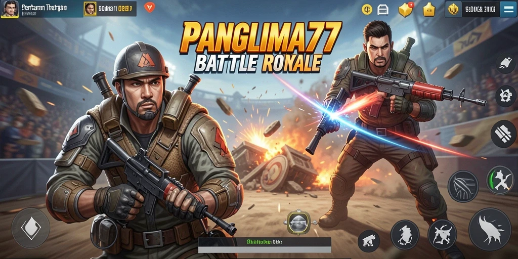 Tampilan seru gameplay PANGLIMA77 dalam pertempuran Battle Royale.