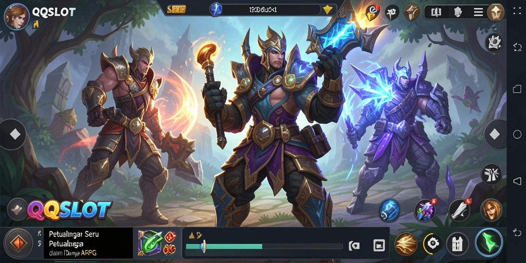 Tampilan gameplay ARPG QQSLOT yang memukau dan penuh aksi.